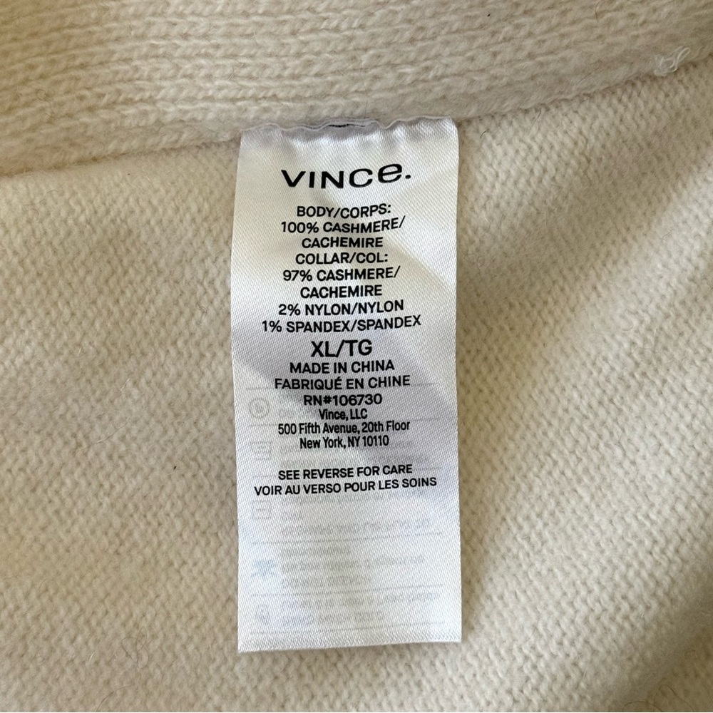 NWT Vince 100% Cashmere V-Neck Tunic Sweater in Cream - Women’s XL - Picture 6 of 6